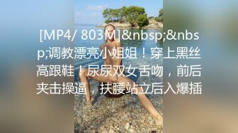 [MP4/ 803M]&nbsp;&nbsp;调教漂亮小姐姐！穿上黑丝高跟鞋！尿尿双女舌吻，前后夹击操逼，扶腰站立后入爆插